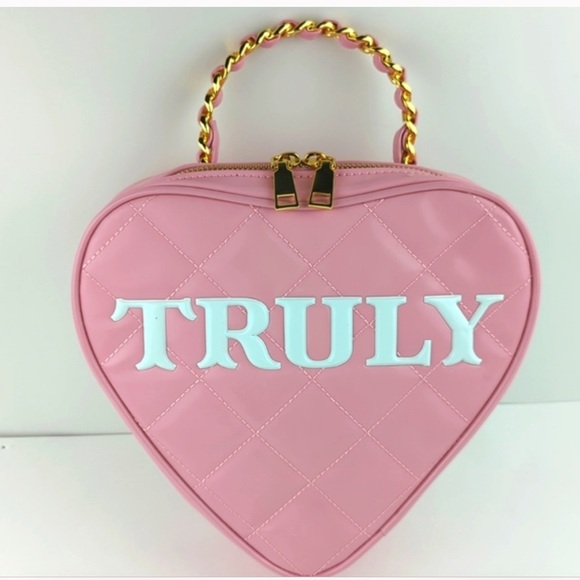 TRULY Handbags - Truly Pink Heart-Shaped Quilted cosmetic Bag